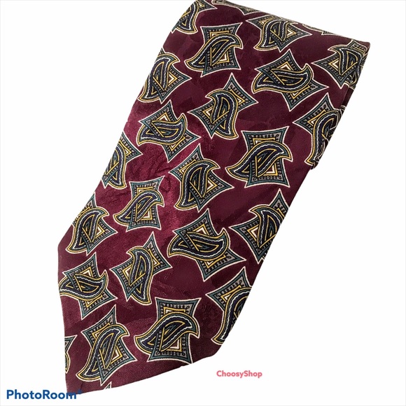 NWT Burgundy Purple Green Gold Cream Silk Tie - Picture 10 of 10